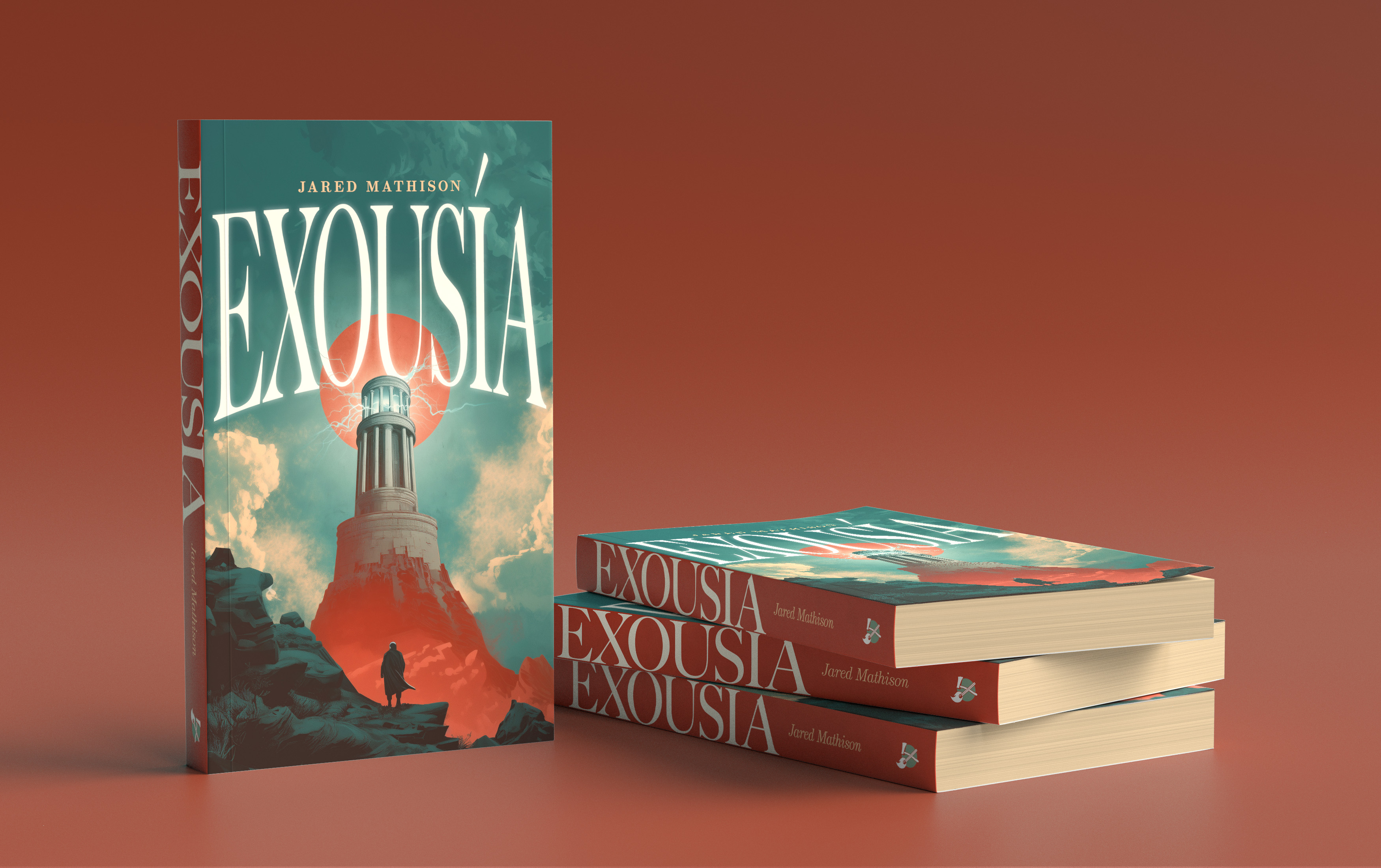 Paperback mockup of Exousía